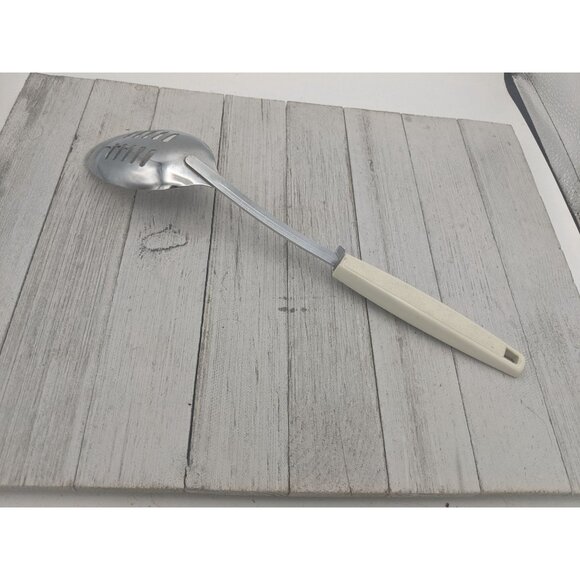 Ekco Chromium Plated Slotted Serving Spoon 12" Cream Floral - Picture 5 of 7